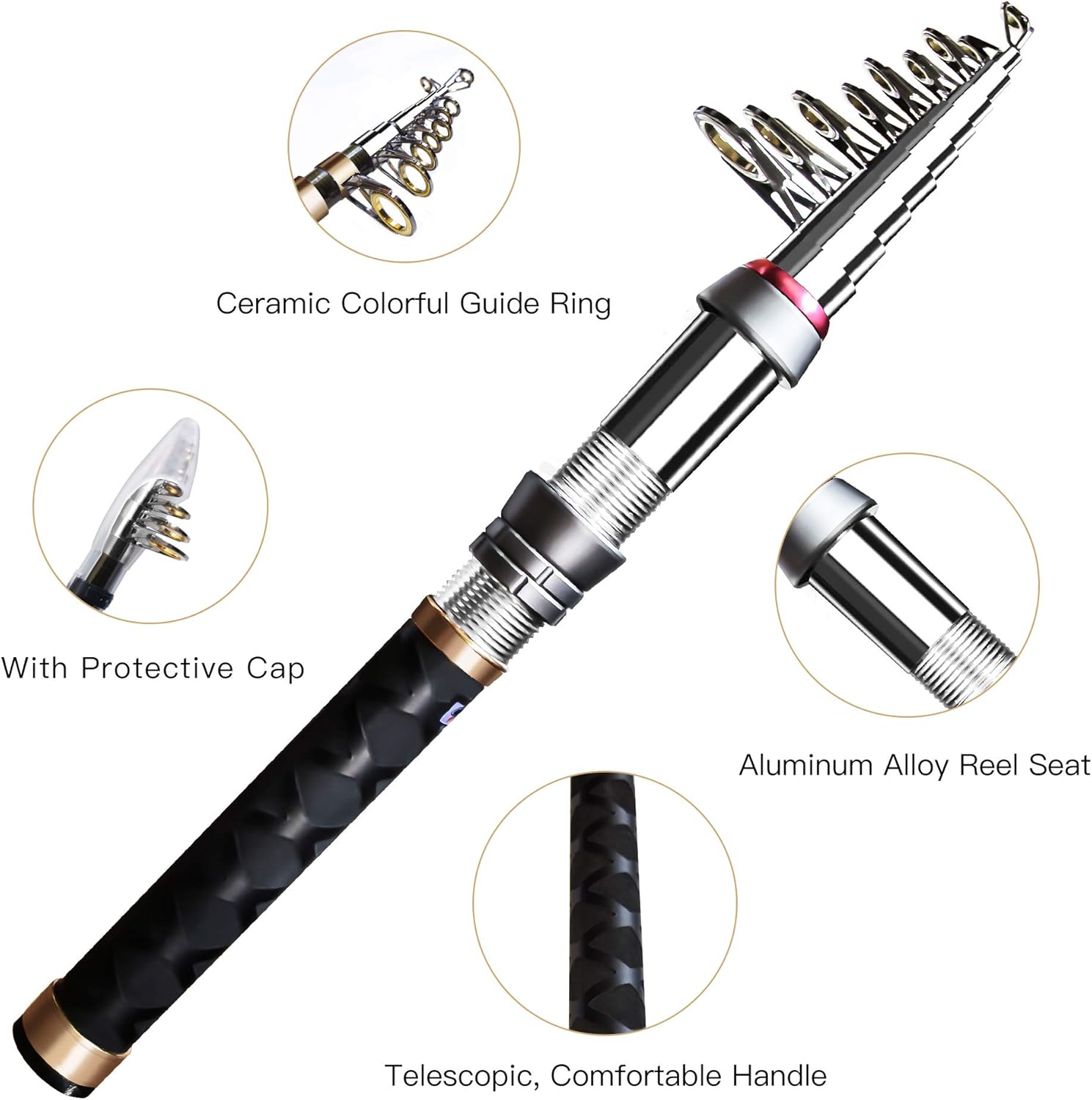 Kit de cañas de pescar, combinación de caña de pescar telescópica de fibra de carbono y carrete con carrete giratorio, sedal, cebo biónico, anzuelos y bolsa de transporte, juego de equipo de pesca para principiantes y adultos de agua dulce