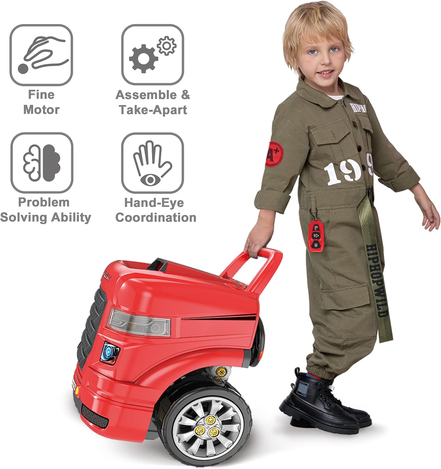 iPlay, iLearn Large Truck Engine Toy, Kids Mechanic Repair Set for 3-5 Yr Toddlers, Big Builder Kit, Take Apart Motor Vehicle Pretent Play Car Service Station, Gifts 4 6 7 8 Year Old Boy Child · v2