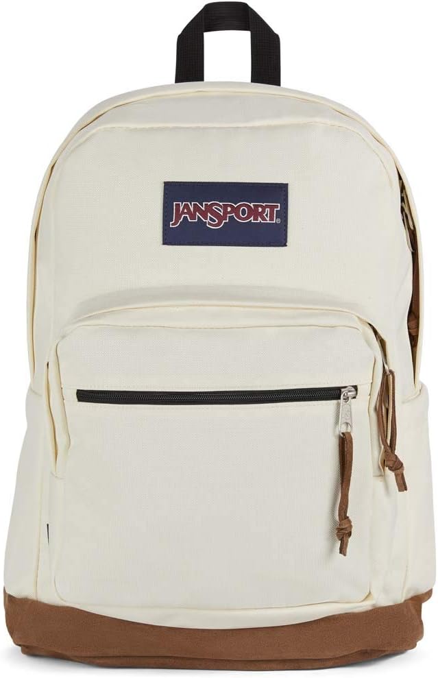 JanSport Right Pack Backpack - Durable Daypack with Padded 15 Laptop Sleeve, Spacious Main Compartment  Integrated Water Bottle Pocket - Coconut
