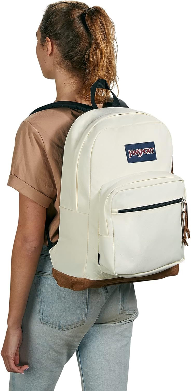 JanSport Right Pack Backpack - Durable Daypack with Padded 15 Laptop Sleeve, Spacious Main Compartment Integrated Water Bottle Pocket - Coconut · v3