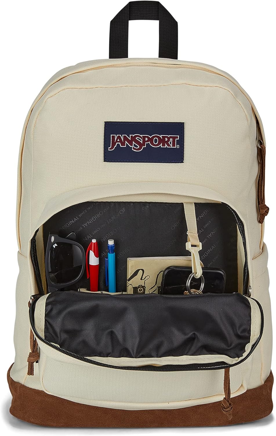 JanSport Right Pack Backpack - Durable Daypack with Padded 15 Laptop Sleeve, Spacious Main Compartment Integrated Water Bottle Pocket - Coconut · v3