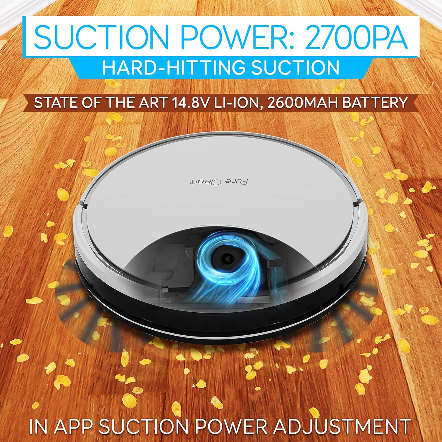 Robot Vacuummop SereneLife Combo Machine à nettoyer les sols robotisée à nettoyage automatique Robo Vac Mopping Aspiradora Smart App Alexa Gyroscope Technologie de navigation pour la maison, tapis, bois dur, carrelage, poils d'animaux