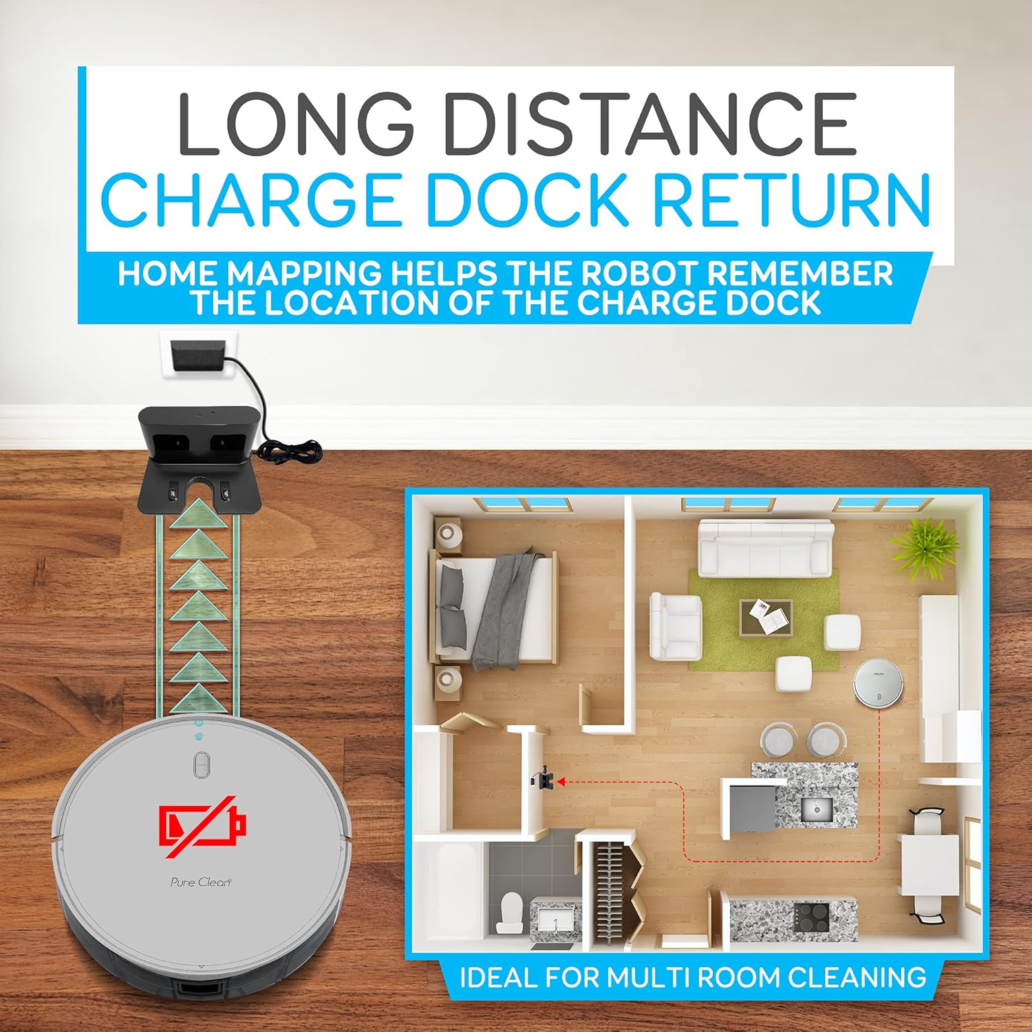 Robot Vacuummop SereneLife Combo Machine à nettoyer les sols robotisée à nettoyage automatique Robo Vac Mopping Aspiradora Smart App Alexa Gyroscope Technologie de navigation pour la maison, tapis, bois dur, carrelage, poils d'animaux