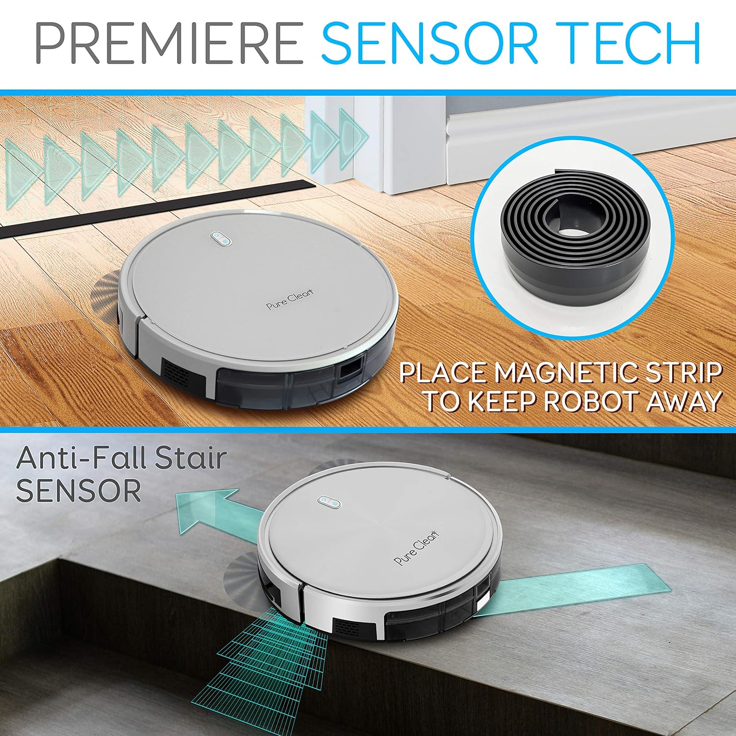 Robot Vacuummop SereneLife Combo Machine à nettoyer les sols robotisée à nettoyage automatique Robo Vac Mopping Aspiradora Smart App Alexa Gyroscope Technologie de navigation pour la maison, tapis, bois dur, carrelage, poils d'animaux