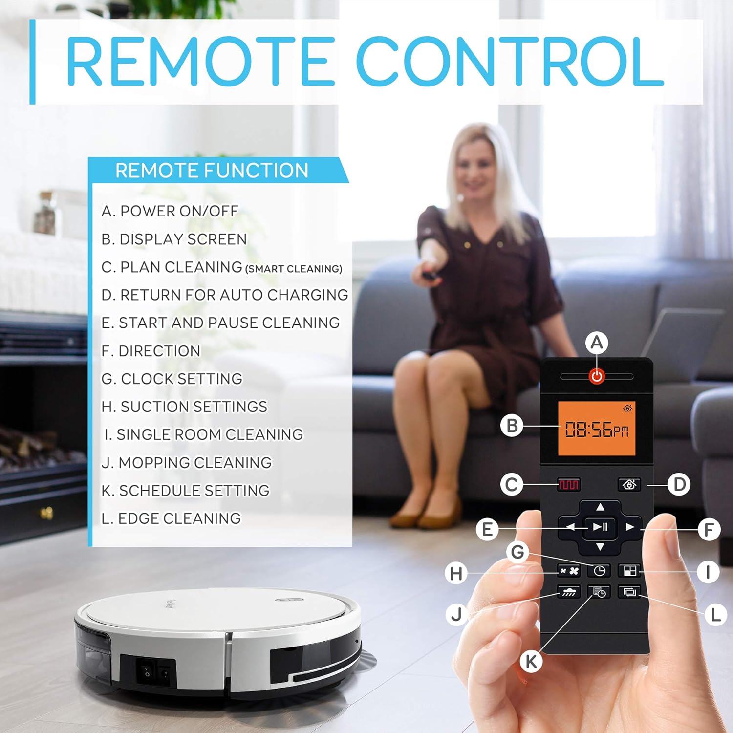 Robot Vacuummop SereneLife Combo Machine à nettoyer les sols robotisée à nettoyage automatique Robo Vac Mopping Aspiradora Smart App Alexa Gyroscope Technologie de navigation pour la maison, tapis, bois dur, carrelage, poils d'animaux