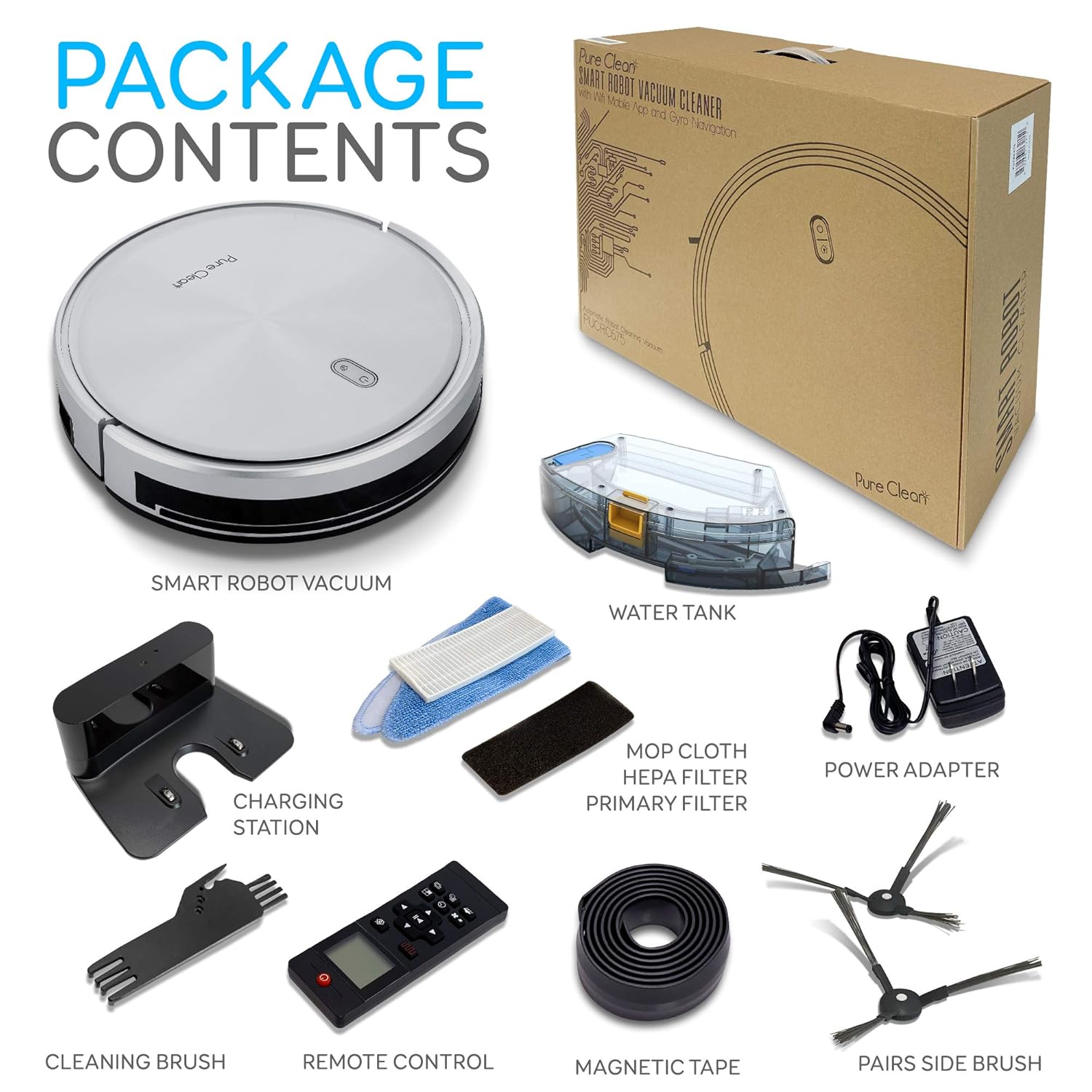 Robot Vacuummop SereneLife Combo Machine à nettoyer les sols robotisée à nettoyage automatique Robo Vac Mopping Aspiradora Smart App Alexa Gyroscope Technologie de navigation pour la maison, tapis, bois dur, carrelage, poils d'animaux