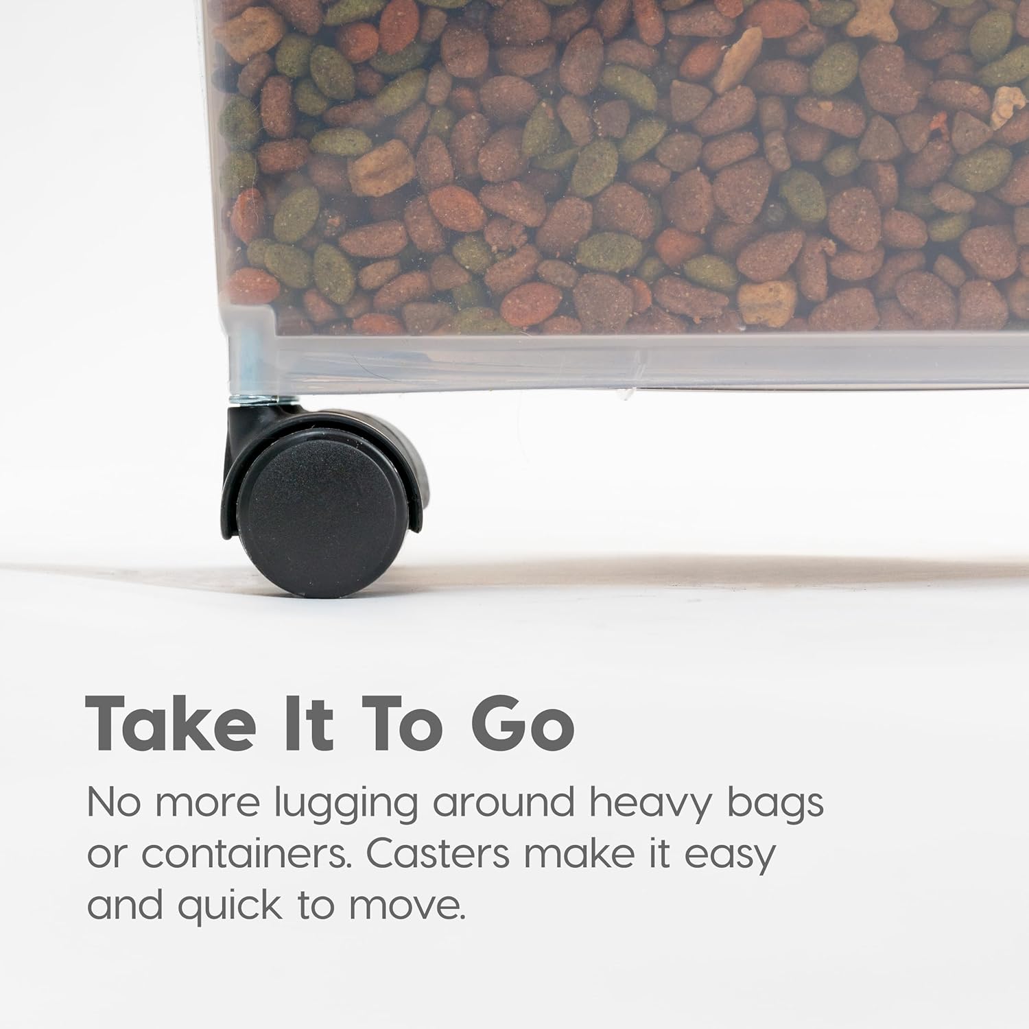IRIS USA Dog Food Storage Container, 30 lbs  11 lbs Combo, Cat Food Storage Container, Dog Treat Container, Airtight, Stackable, 2-Cup Scoop, Wheels, Easy Mobility, Black · v2
