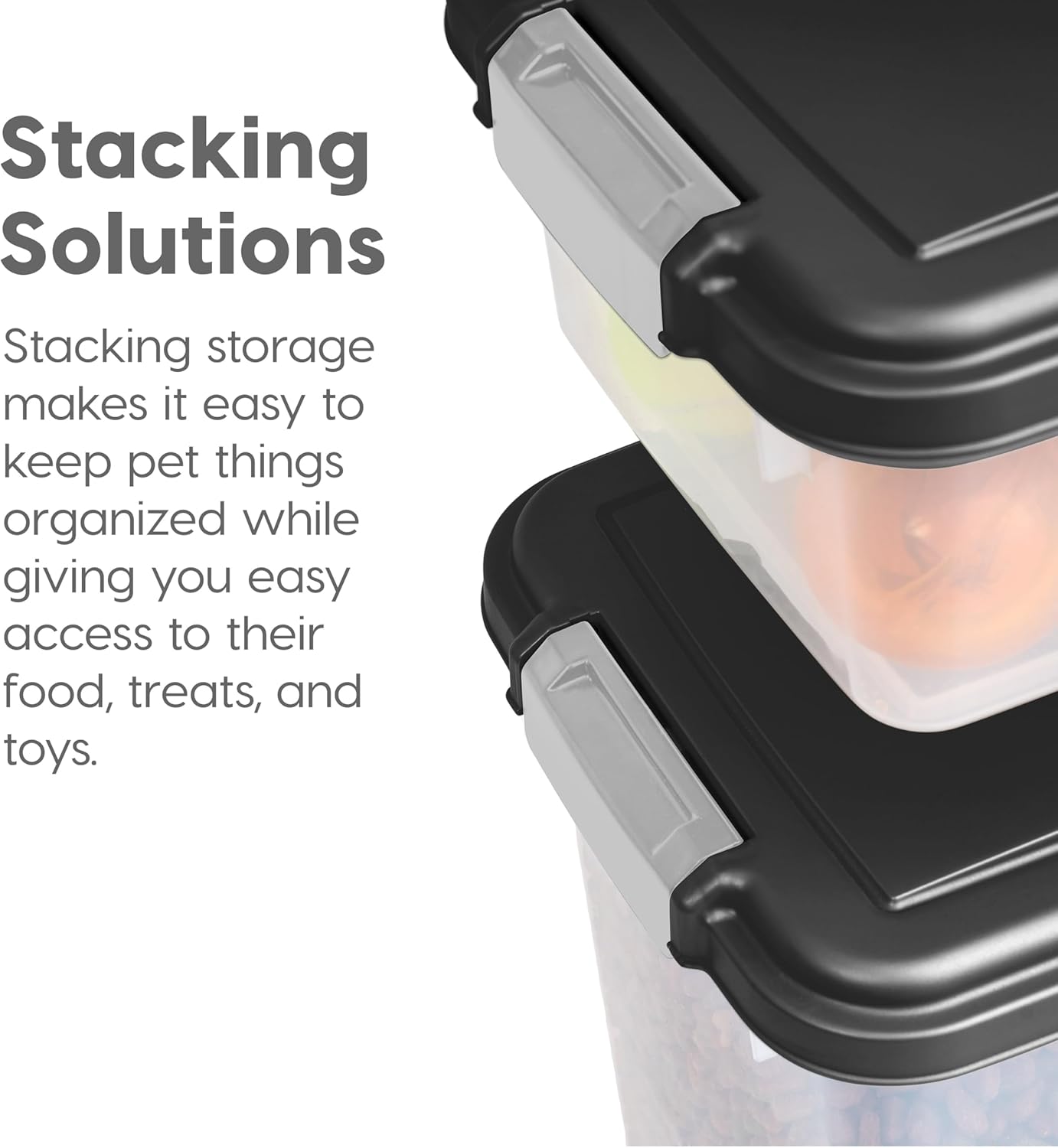 IRIS USA Dog Food Storage Container, 30 lbs  11 lbs Combo, Cat Food Storage Container, Dog Treat Container, Airtight, Stackable, 2-Cup Scoop, Wheels, Easy Mobility, Black · v2