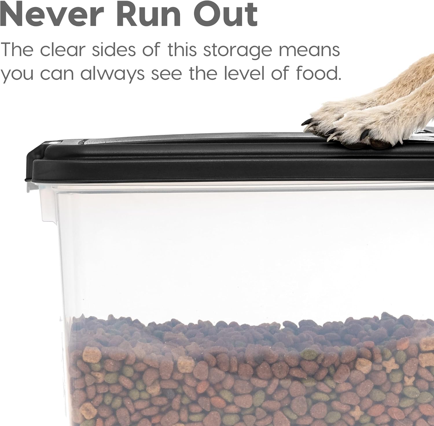 IRIS USA Dog Food Storage Container, 30 lbs  11 lbs Combo, Cat Food Storage Container, Dog Treat Container, Airtight, Stackable, 2-Cup Scoop, Wheels, Easy Mobility, Black · v2