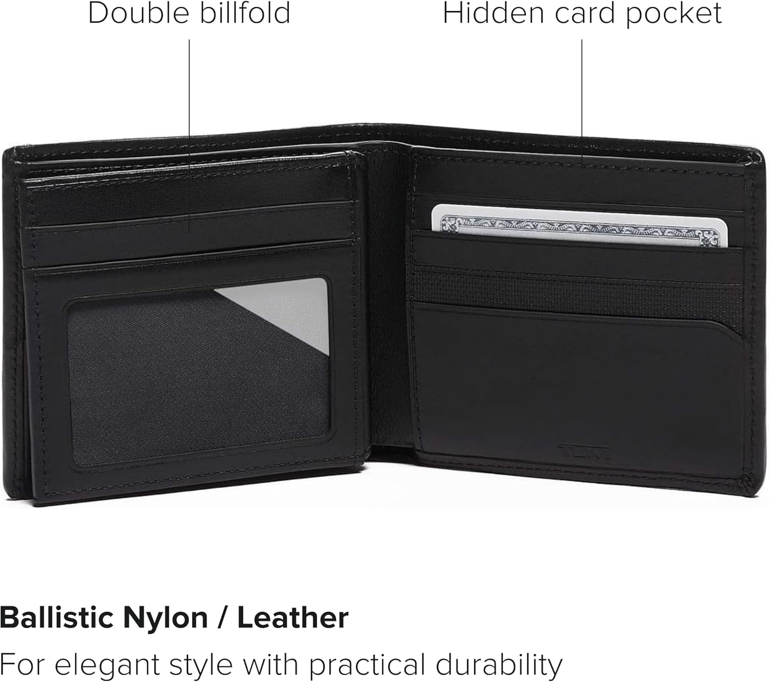 TUMI - Alpha Global Center Flip Passcase - Wallets for Men - Organized Bill Compartment Hidden Pocket - 3.8 X 4.8" X 1.0" - Black · v3