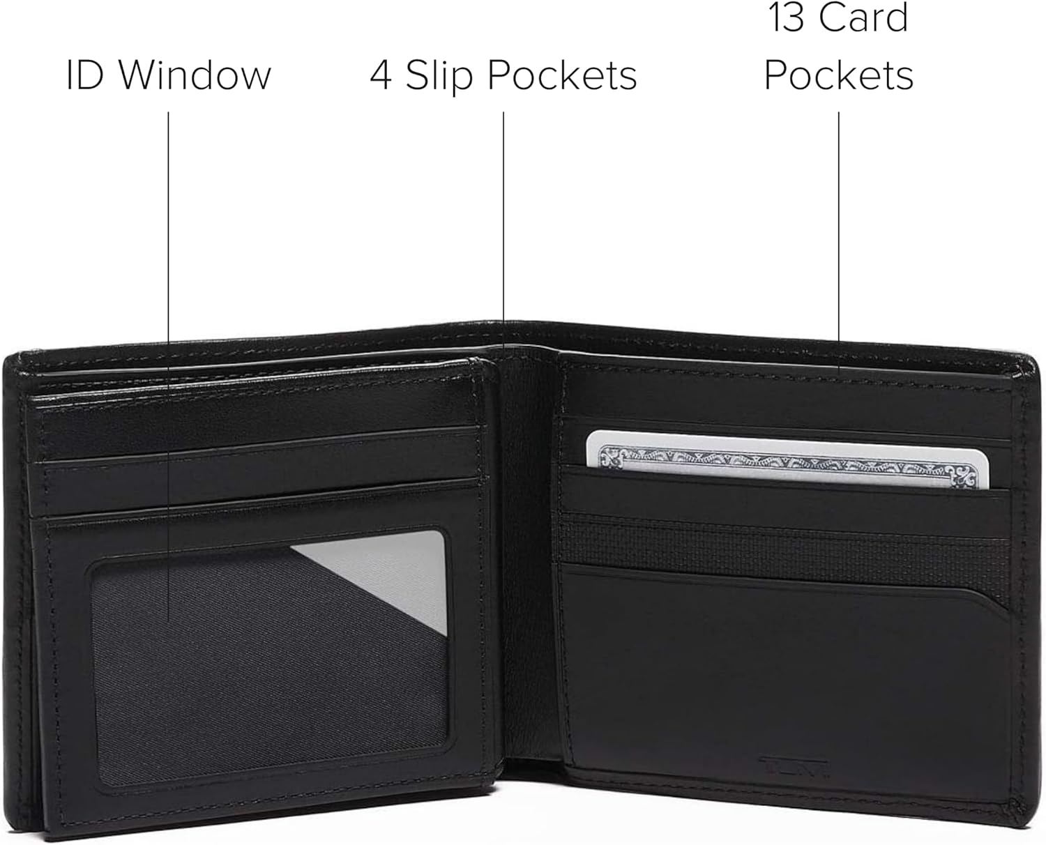TUMI - Alpha Global Center Flip Passcase - Wallets for Men - Organized Bill Compartment Hidden Pocket - 3.8 X 4.8" X 1.0" - Black · v3