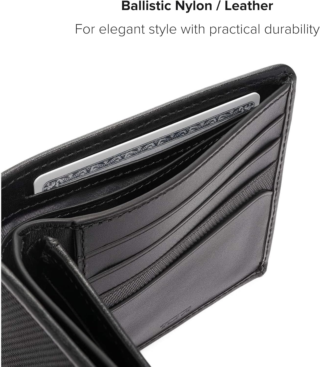 TUMI - Alpha Global Center Flip Passcase - Wallets for Men - Organized Bill Compartment Hidden Pocket - 3.8 X 4.8" X 1.0" - Black · v3