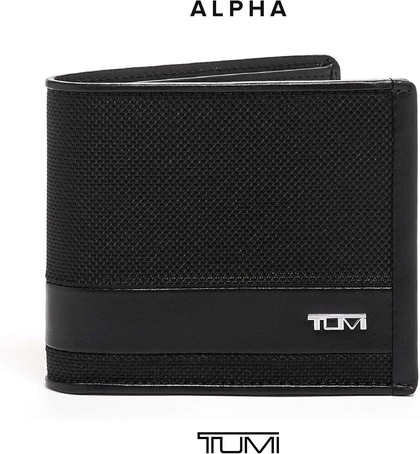 TUMI - Alpha Global Center Flip Passcase - Wallets for Men - Organized Bill Compartment Hidden Pocket - 3.8 X 4.8" X 1.0" - Black · v3