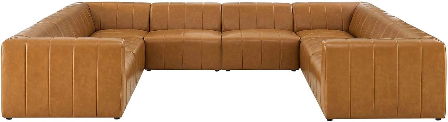 Modway Bartlett Channel Tufted Vegan Leather 8-Piece Sectional Sofa in Tan · v2