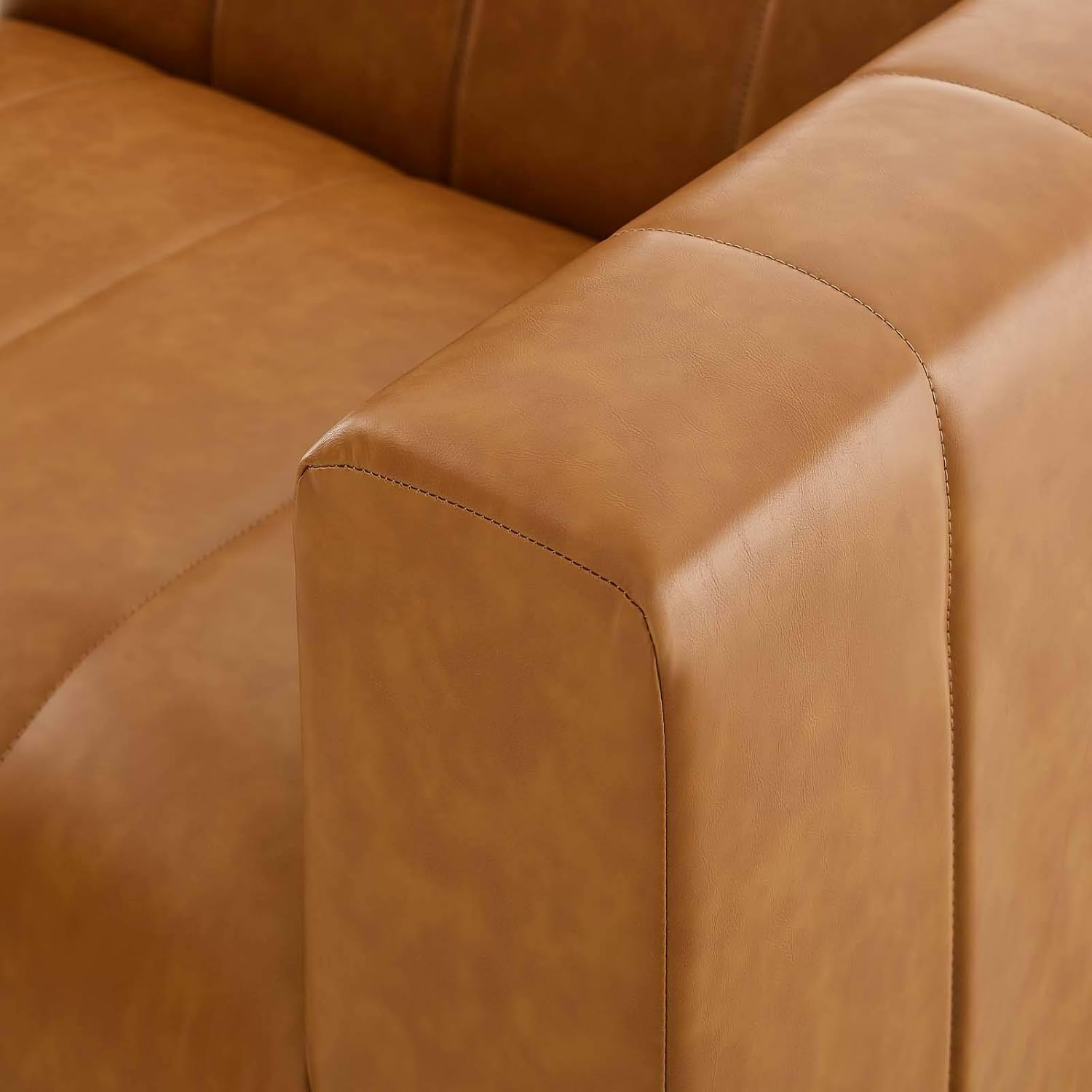 Modway Bartlett Channel Tufted Vegan Leather 8-Piece Sectional Sofa in Tan · v2