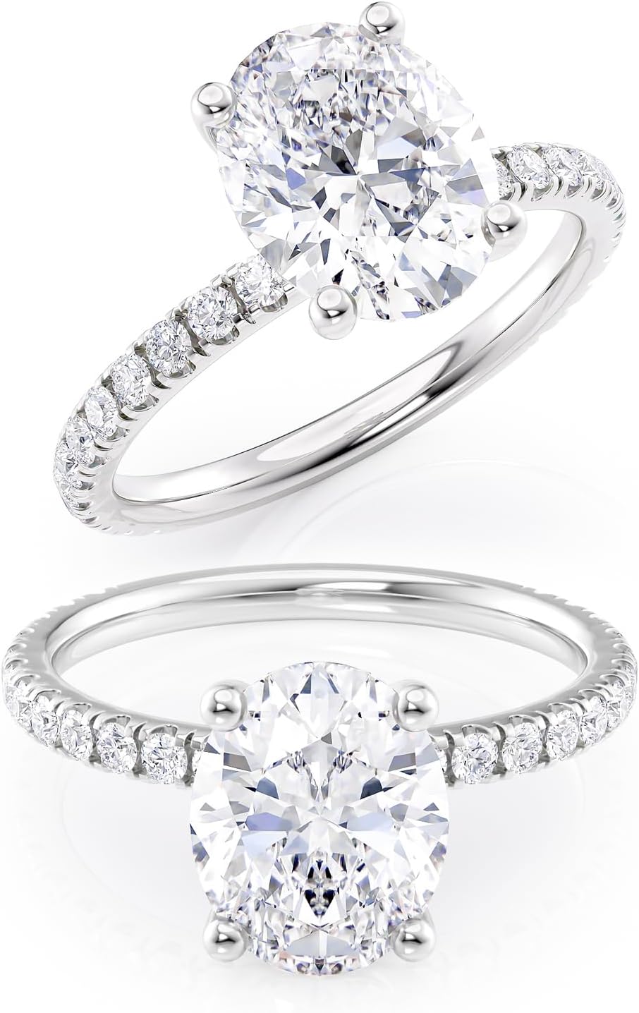 2 ila 6 Karat Oval Moissanite Nişan Yüzüğü - 1/4 Karat Yuvarlak Doğal Pırlanta - 14 Ayar Altın (G-H/VS, G-H/SI, cttw, DEW) Kadınlar İçin Evlilik Sözü Yüzüğü 4 ila 11 Beden ABD'de Üretilmiştir