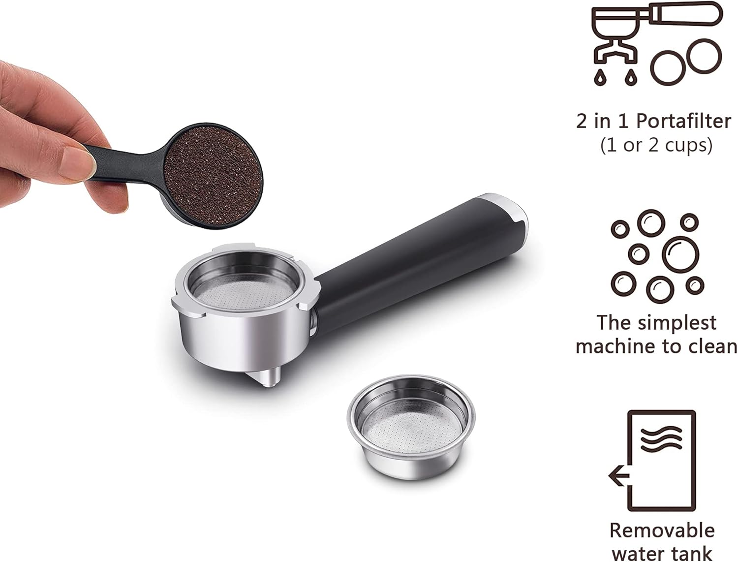 Máquina de café espresso wirsh, máquina de café espresso de 20 bares con vaporera comercial para café con leche y capuchino, cafetera exprés con depósito de agua extraíble de 42 onzas, acero inoxidable (barista doméstico)