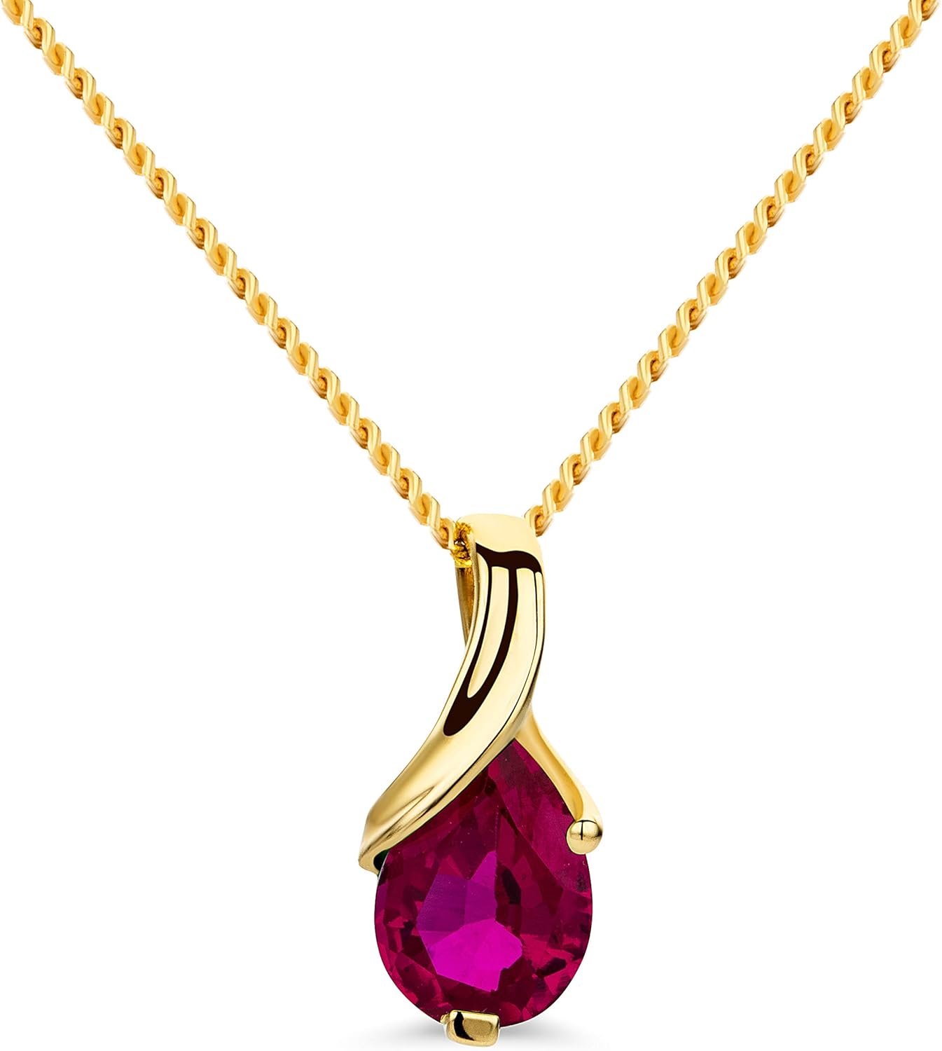 Collana da donna in oro bianco 14 carati in oro giallo - Splendido ciondolo da donna 585 con pendente a forma di pera con rubino/zaffiro/smeraldo/topazio/ametista a forma di pera - Gioielli eleganti da donna