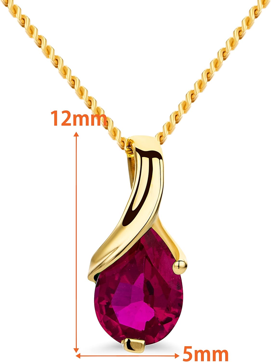 14K White Gold Yellow Gold Necklace for Women - Stunning 585 Womens Pendant with Pear Shaped Ruby/Sapphire/Emerald/Topaz/Amethyst Pendant - Elegant Jewelry for Women · v4