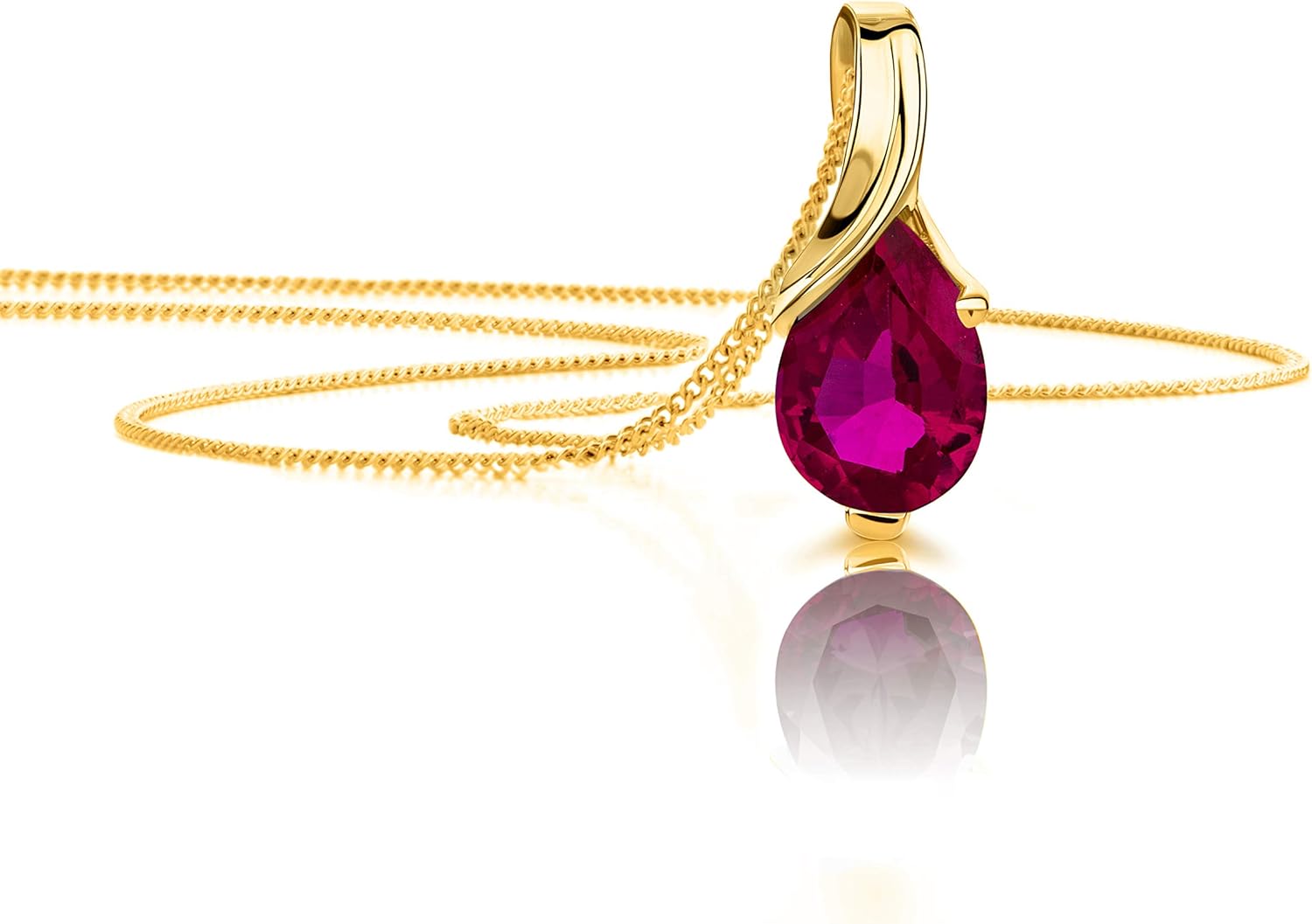 14K White Gold Yellow Gold Necklace for Women - Stunning 585 Womens Pendant with Pear Shaped Ruby/Sapphire/Emerald/Topaz/Amethyst Pendant - Elegant Jewelry for Women · v4