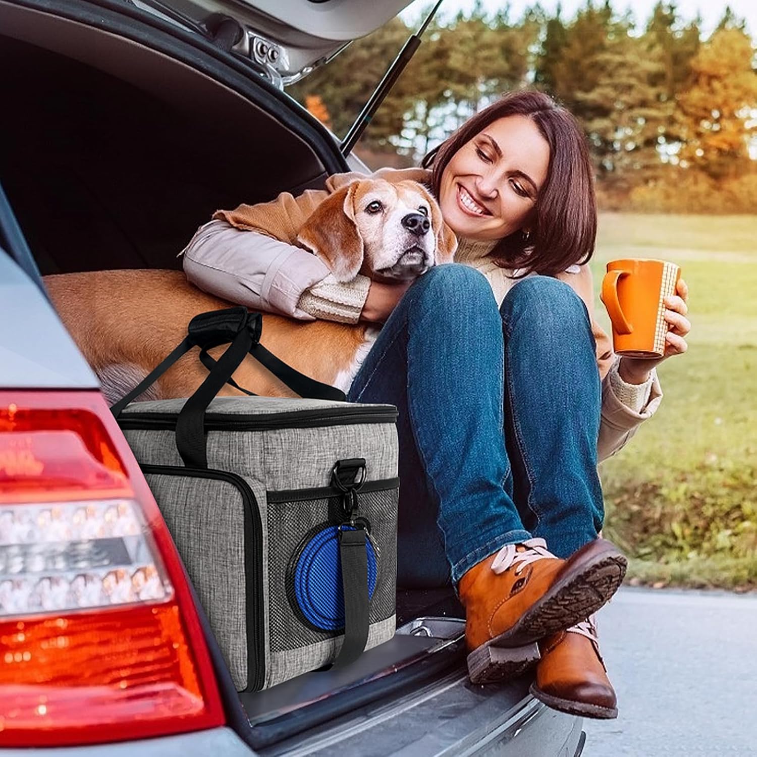 Bộ 6 túi du lịch cho chó, bộ dụng cụ du lịch cho thú cưng lớn đựng đồ dùng bao gồm 2 hộp đựng thức ăn, 1 túi đựng đồ du lịch cho chó, 2 bát có thể gấp gọn, 1 túi đựng đồ ăn nhẹ, túi đựng đồ du lịch qua đêm cho chó