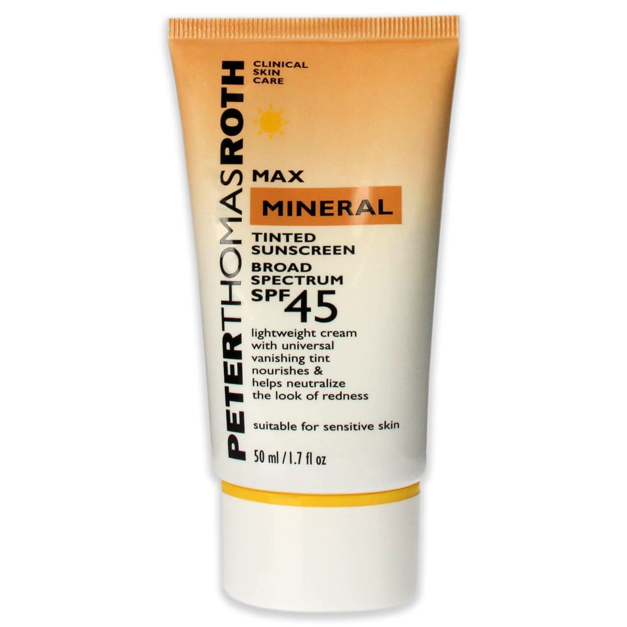 Peter Thomas Roth | Max Mineral Tinted Sunscreen Broad Spectrum SPF 45 | Tinted Moisturizer with SPF, Water-Resistant Mineral Sunscreen For Sensitive Skin, 1.7 Fl Oz. (Pack of 1)