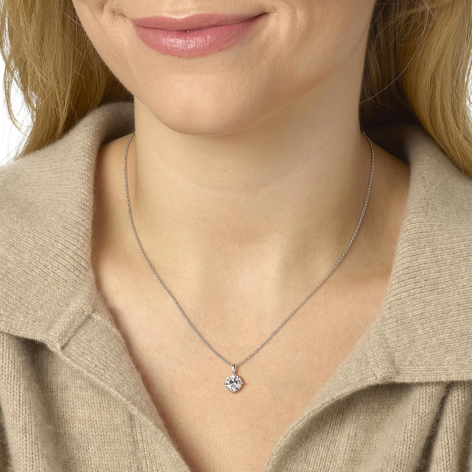 IGI-zertifizierte 1/4 bis 3 Karat runde Solitär-Halskette im Brillantschliff mit laborgewachsenem Diamant für Damen I Halskette aus 14-karätigem Gold (G-H, VS1-VS2, cttw) I 18-Zoll-Kettenkette