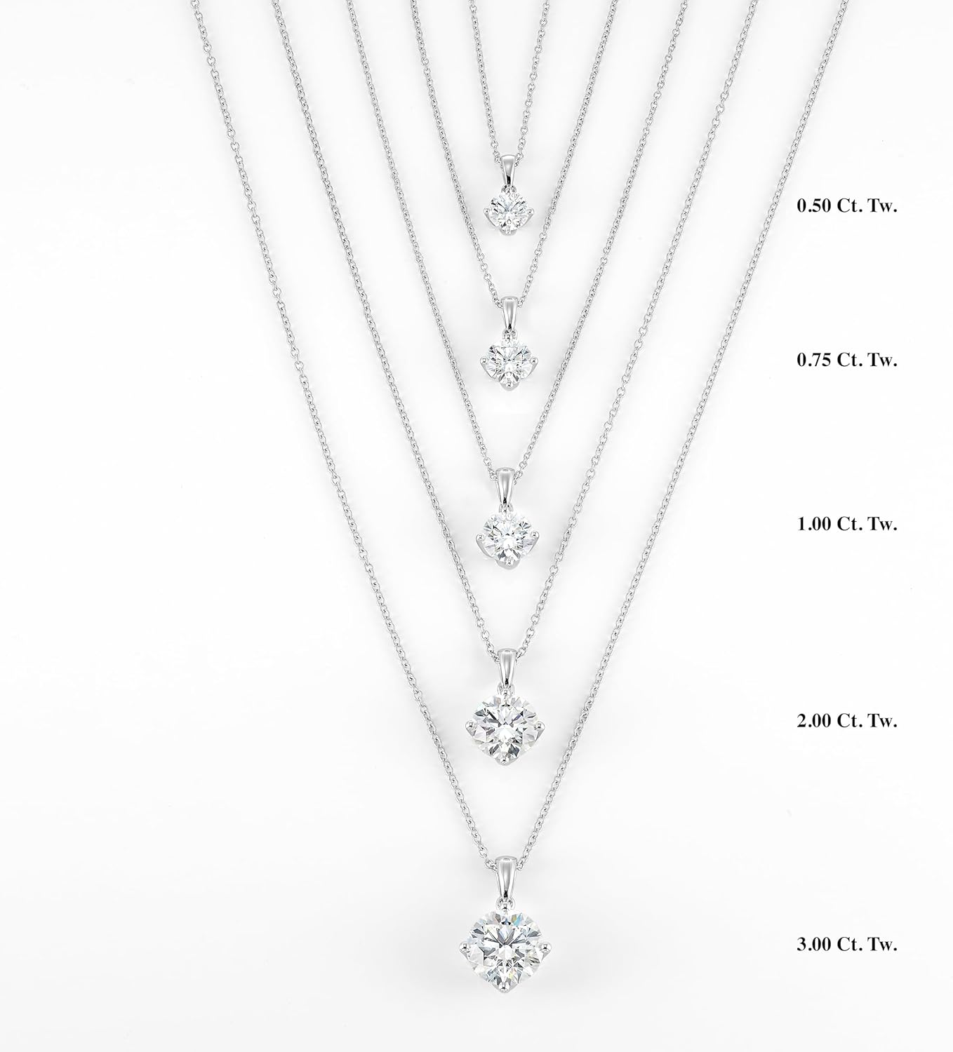 IGI-zertifizierte 1/4 bis 3 Karat runde Solitär-Halskette im Brillantschliff mit laborgewachsenem Diamant für Damen I Halskette aus 14-karätigem Gold (G-H, VS1-VS2, cttw) I 18-Zoll-Kettenkette