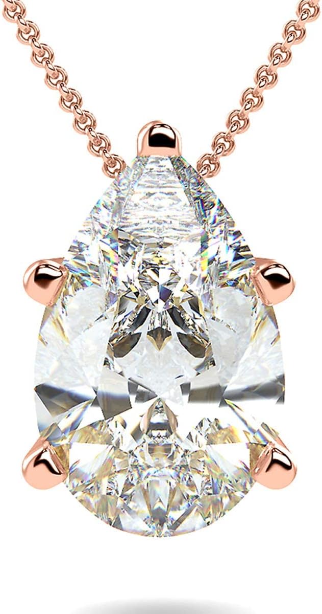 1/3 to 2 Carat Pear Cut Lab Grown Diamond Solitaire Teardrop Pendant Necklace for Women I 14k Gold Necklace (G-H, VS1-VS2, cttw) I 18 Inch Long Chain with Lobster Claw Clasp · v2