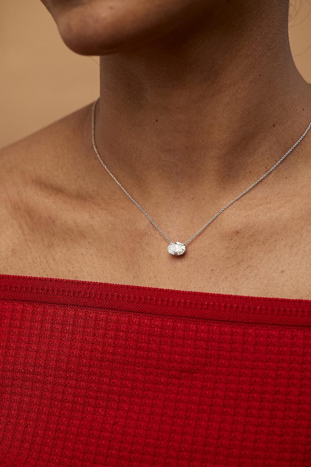 IGI Certified 1/3 to 3 Carat Oval Lab Grown Diamond Horizontal Solitaire Pendant Necklace for Women I 14k Gold Necklace (G-H, VS1-VS2, cttw) 16 to 18 Inch Long Adjustable Chain Necklace · v3