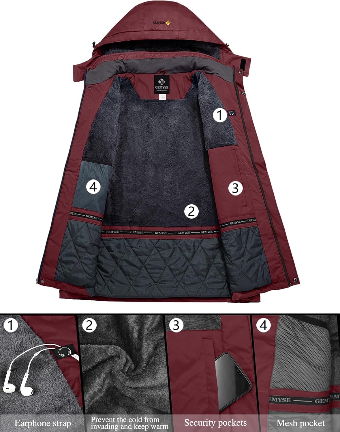 GEMYSE Womens Ski Snow Jacket Warm Winter Waterproof Coat Snowboard Rain Jacket Hooded Windproof Windbreaker · v2
