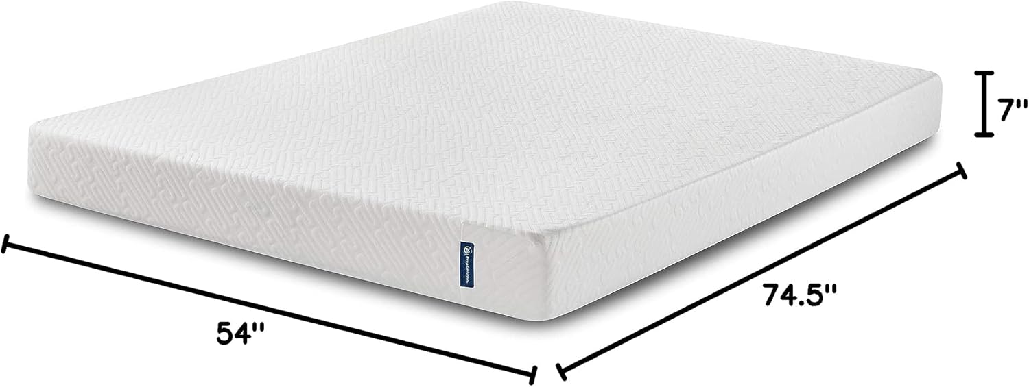 Serta - 7 inch Cooling Gel Memory Foam Mattress, Full Size, Medium-Firm, Supportive, CertiPur-US Certified, 100-Night Trial - For Ewe, White · v2