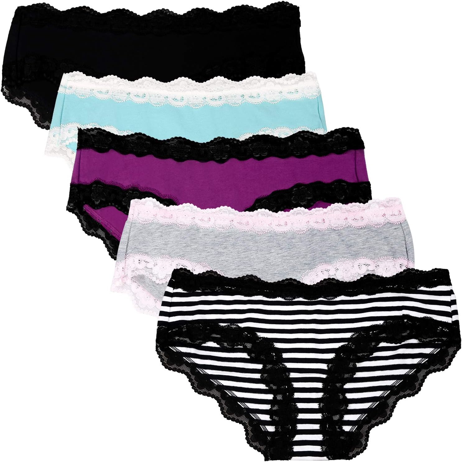 LYYTHAVON Damenunterwäsche, weiche, atmungsaktive Baumwolle, Slip für Damen, 5er-Pack