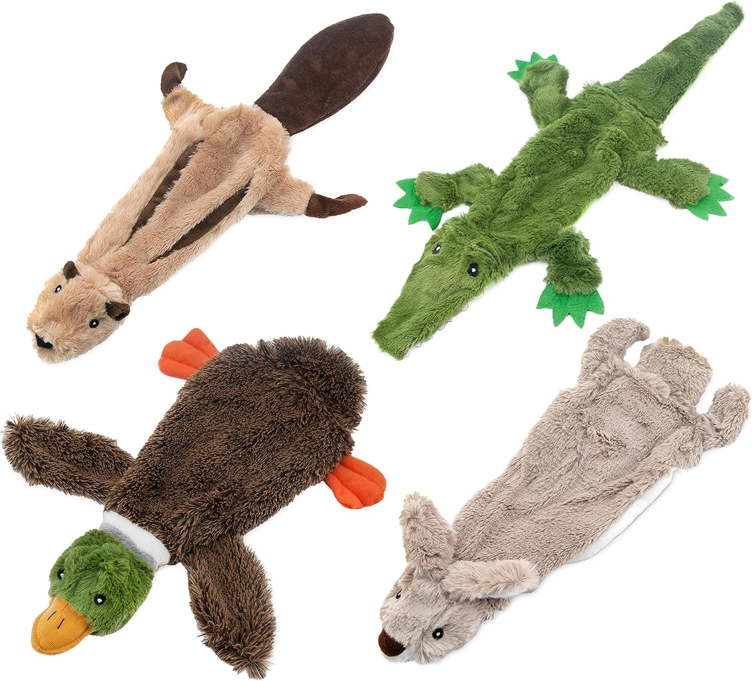 Best Pet Supplies 2-in-1 Stuffless Squeaky Dog Toys with Soft, Durable Fabric for Small, Medium, and Large Pets, No Stuffing for Indoor Play, Holds a Plastic Bottle - 4 Figures, Large · v2