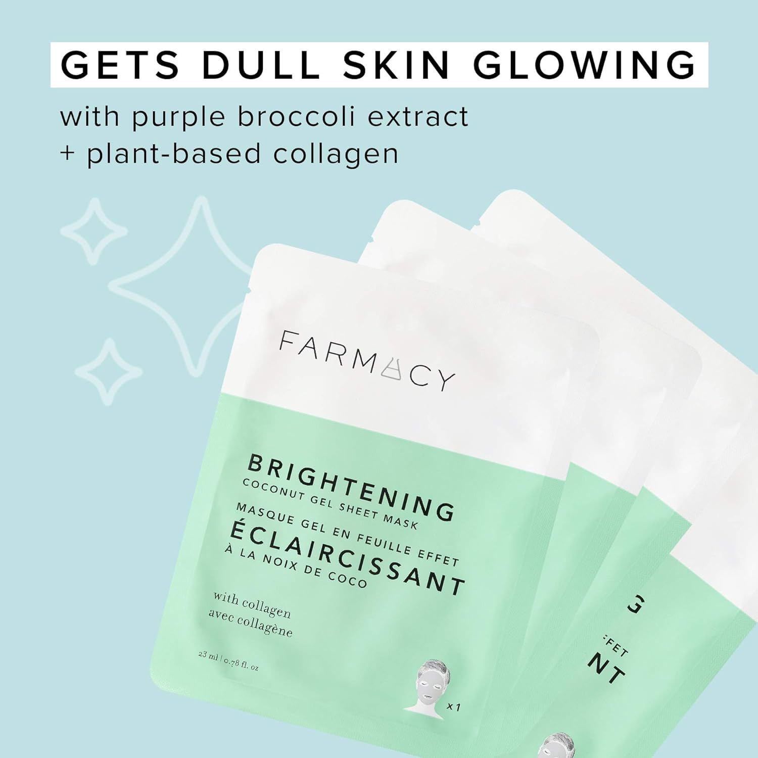 Farmacy Gel Sheet Masks - Hydrating   Brightening Collagen Face Mask Formulated with Coconut Water   Hyaluronic Acid to Revive Dull Skin   Deliver a Radiant, Healthy-Looking Glow (4 Count)