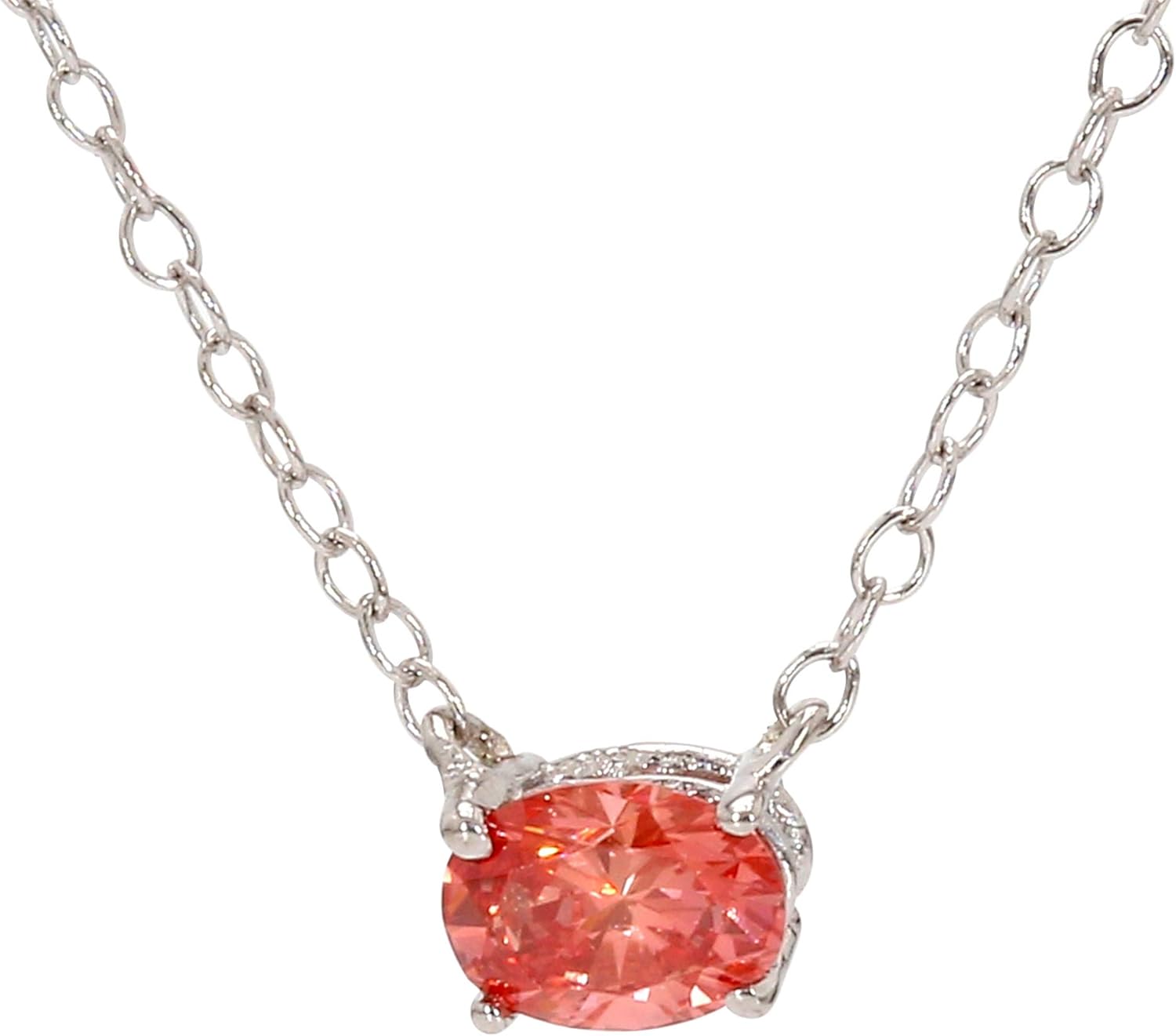 14k White Gold Lab-Created Diamond Pendant Oval Solitaire Necklace (.33 cttw, VS2-SI1 Clarity) 18 · v2