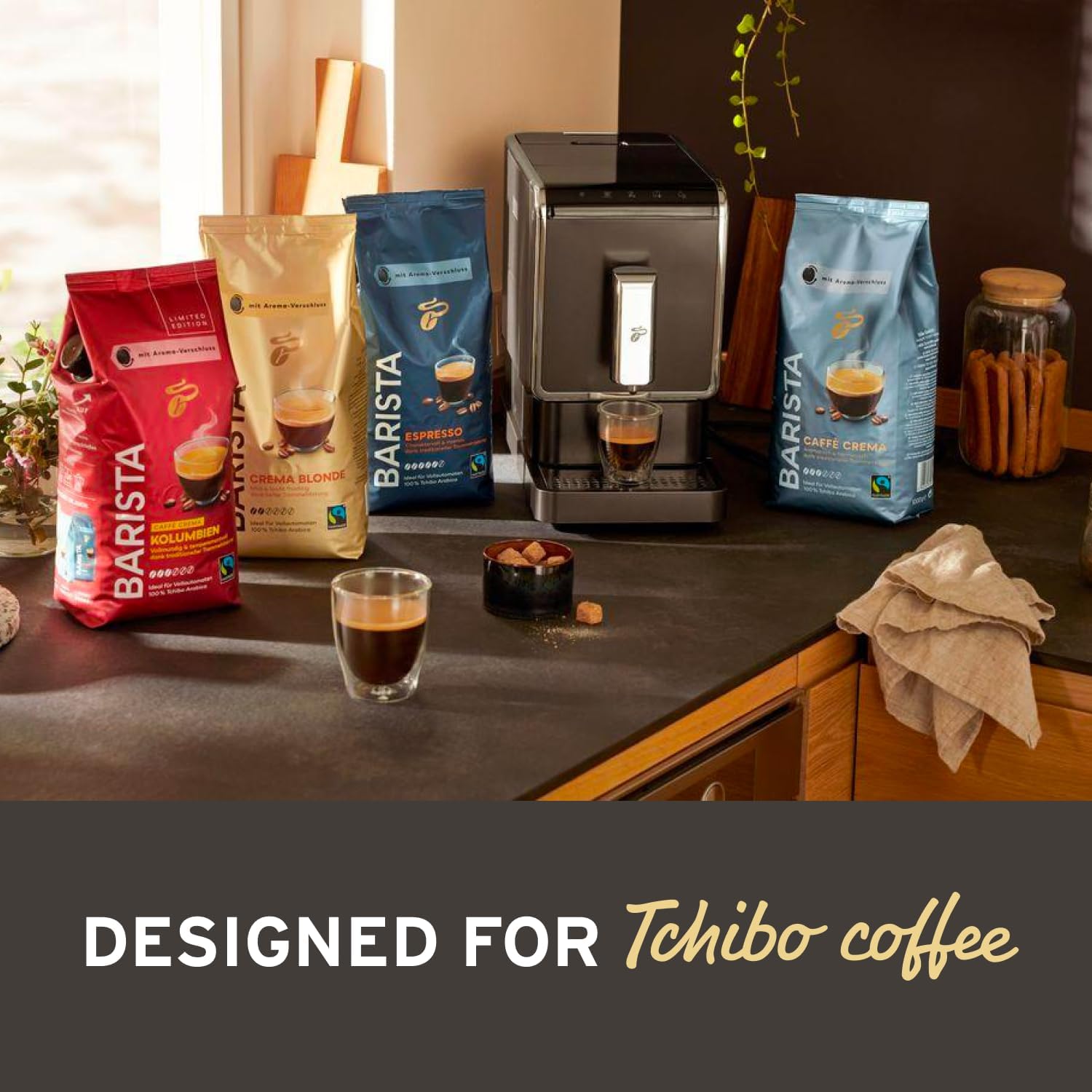Tchibo Automatic Espresso  Coffee Machine with Built-in Grinder, No Coffee Pods Needed, Black · v2