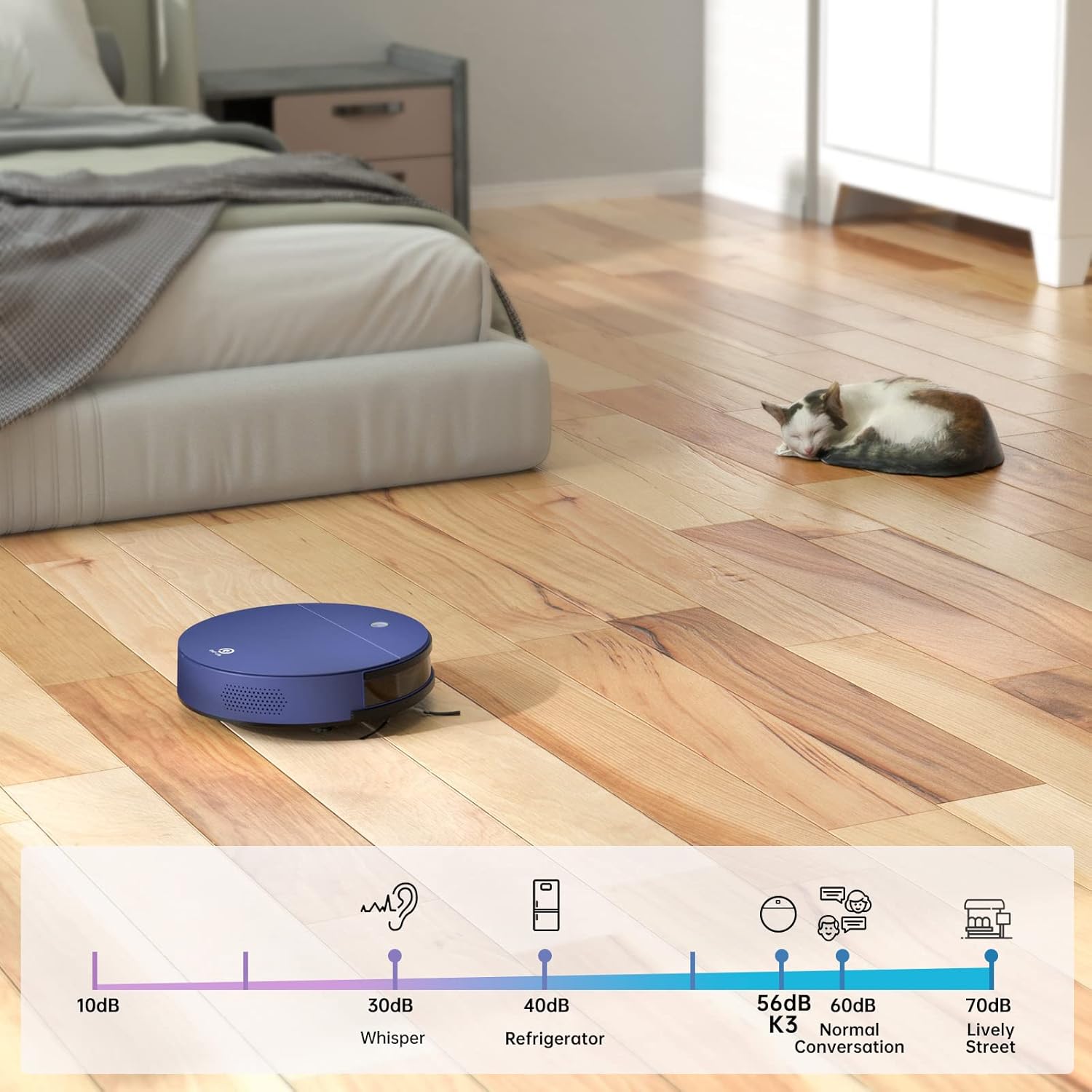 OKP K3 Robot Vacuum Cleaner Self-Charging Robotic Vacuum Cleaner with 2000Pa Strong Suction Voice Control for Hardfloor and Carpet,Blue · v6