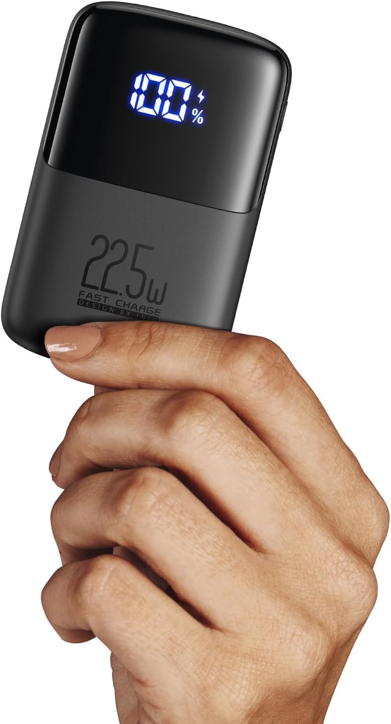 Chargeur portable INIU, plus petite banque d'alimentation de 22,5 W, 10 000 mAh, entrée/sortie USB C, charge rapide, mini-batterie à 3 sorties avec support de téléphone pour iPhone 16 15 14 13 12 Samsung S23, tablette Google iPad