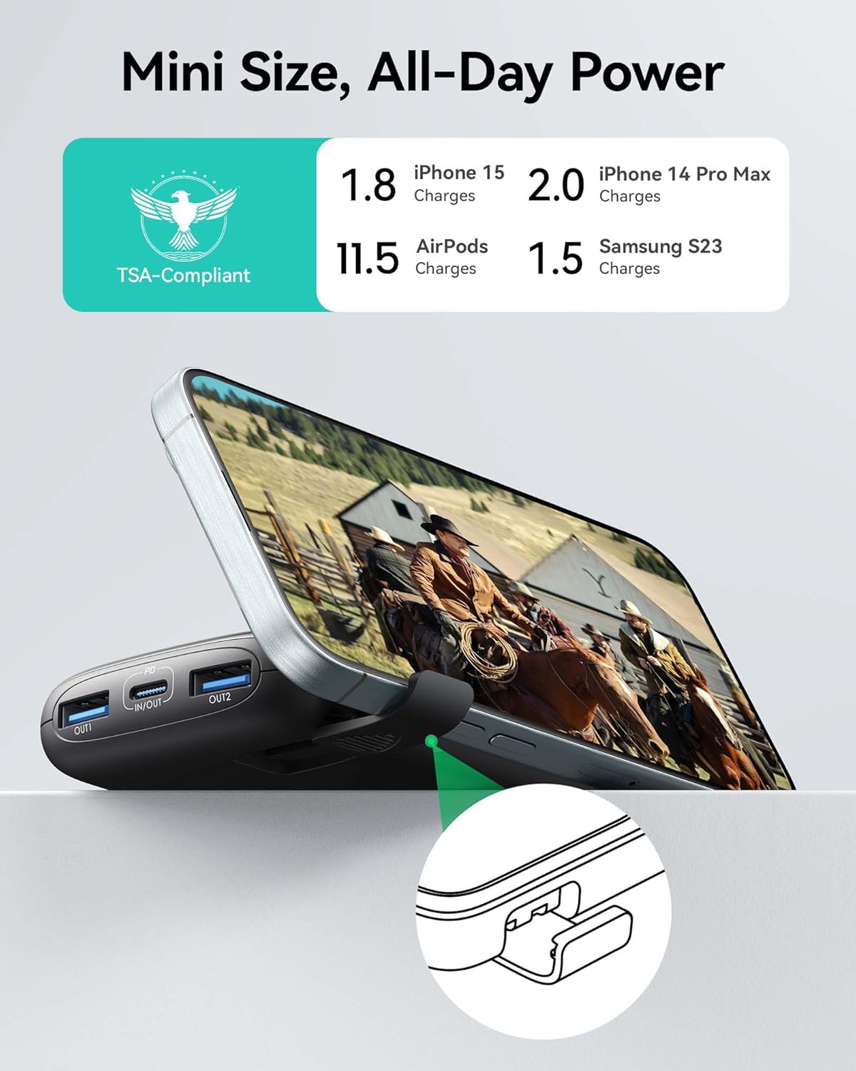 Chargeur portable INIU, plus petite banque d'alimentation de 22,5 W, 10 000 mAh, entrée/sortie USB C, charge rapide, mini-batterie à 3 sorties avec support de téléphone pour iPhone 16 15 14 13 12 Samsung S23, tablette Google iPad