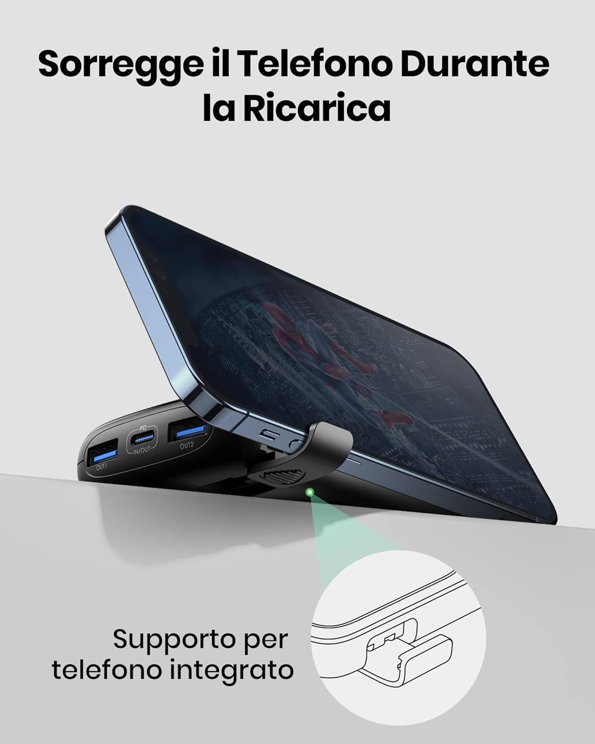 Chargeur portable INIU, plus petite banque d'alimentation de 22,5 W, 10 000 mAh, entrée/sortie USB C, charge rapide, mini-batterie à 3 sorties avec support de téléphone pour iPhone 16 15 14 13 12 Samsung S23, tablette Google iPad