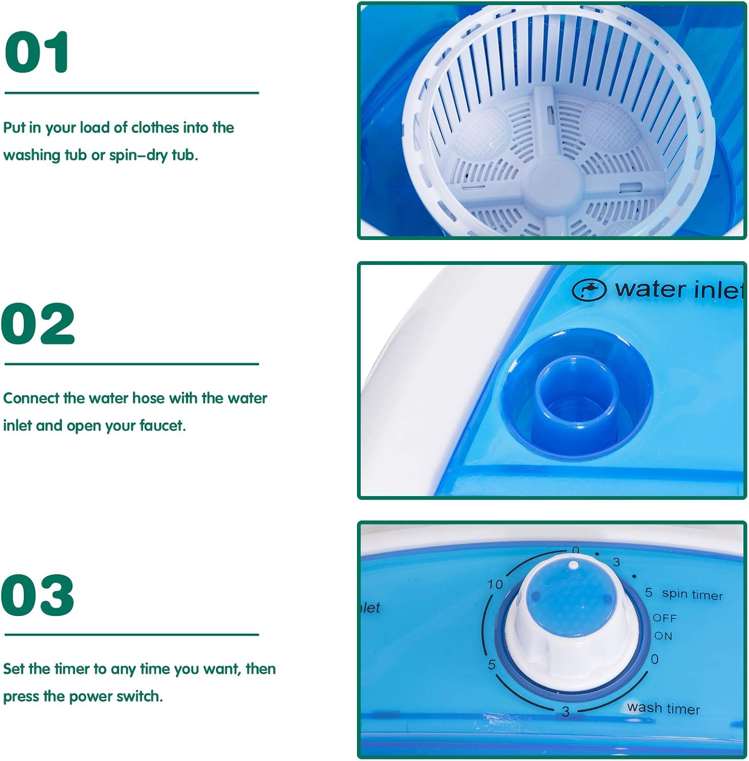 EP24895 5.5lbs Mini Washing Machine w/Spin Dryer, Transparent · v5