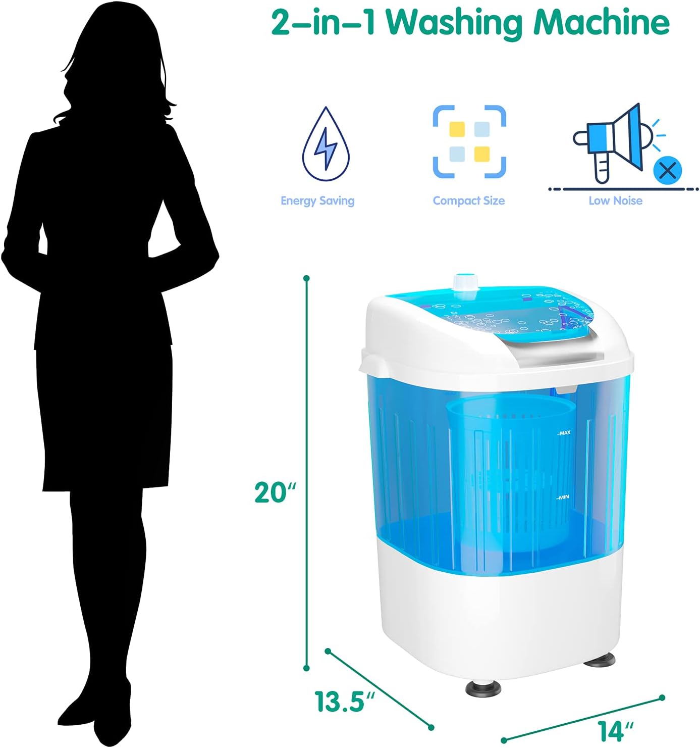 EP24895 5.5lbs Mini Washing Machine w/Spin Dryer, Transparent · v5
