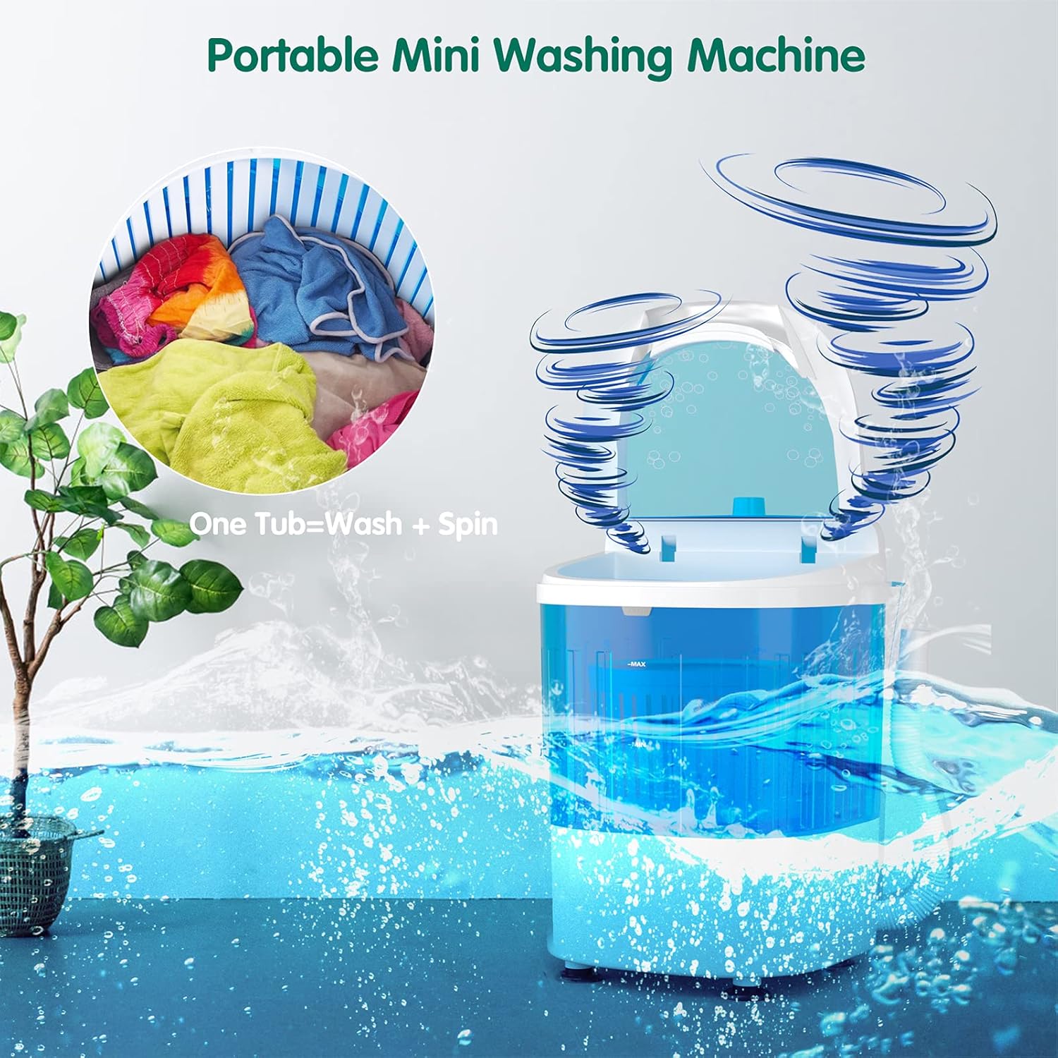 EP24895 5.5lbs Mini Washing Machine w/Spin Dryer, Transparent · v5