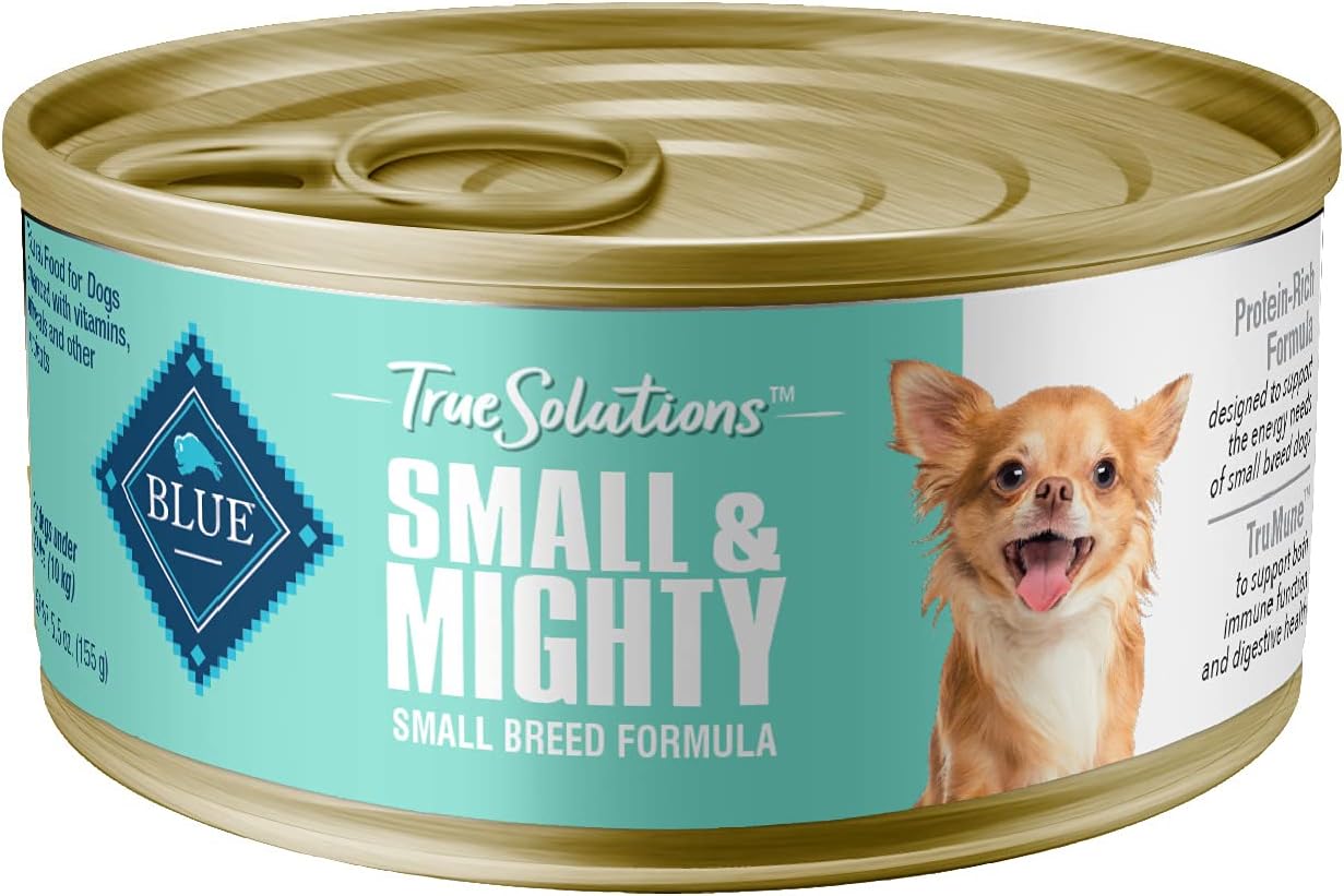 طعام رطب للكلاب الصغيرة من Blue Buffalo True Solutions Small Mighty Natural Small Breed Adult، دجاج، عبوات 5.5 أونصة (عبوة من 24 قطعة)