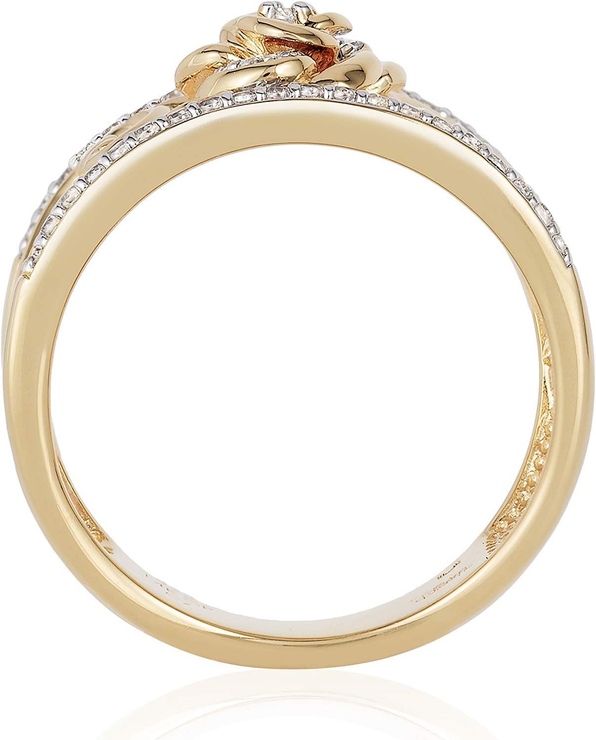 Jewelili Enchanted Disney Fine Jewelry in oro giallo 14 carati su argento sterling con diamanti bianchi naturali da 1/5 Cttw Belle Fashion