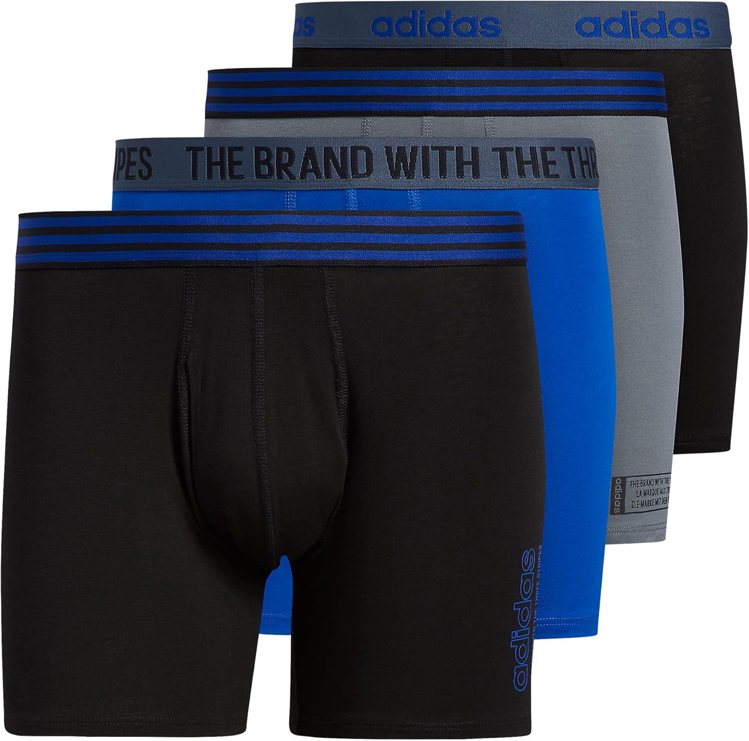 adidas Mens Core Stretch Cotton Boxer Brief Underwear 4-Pack