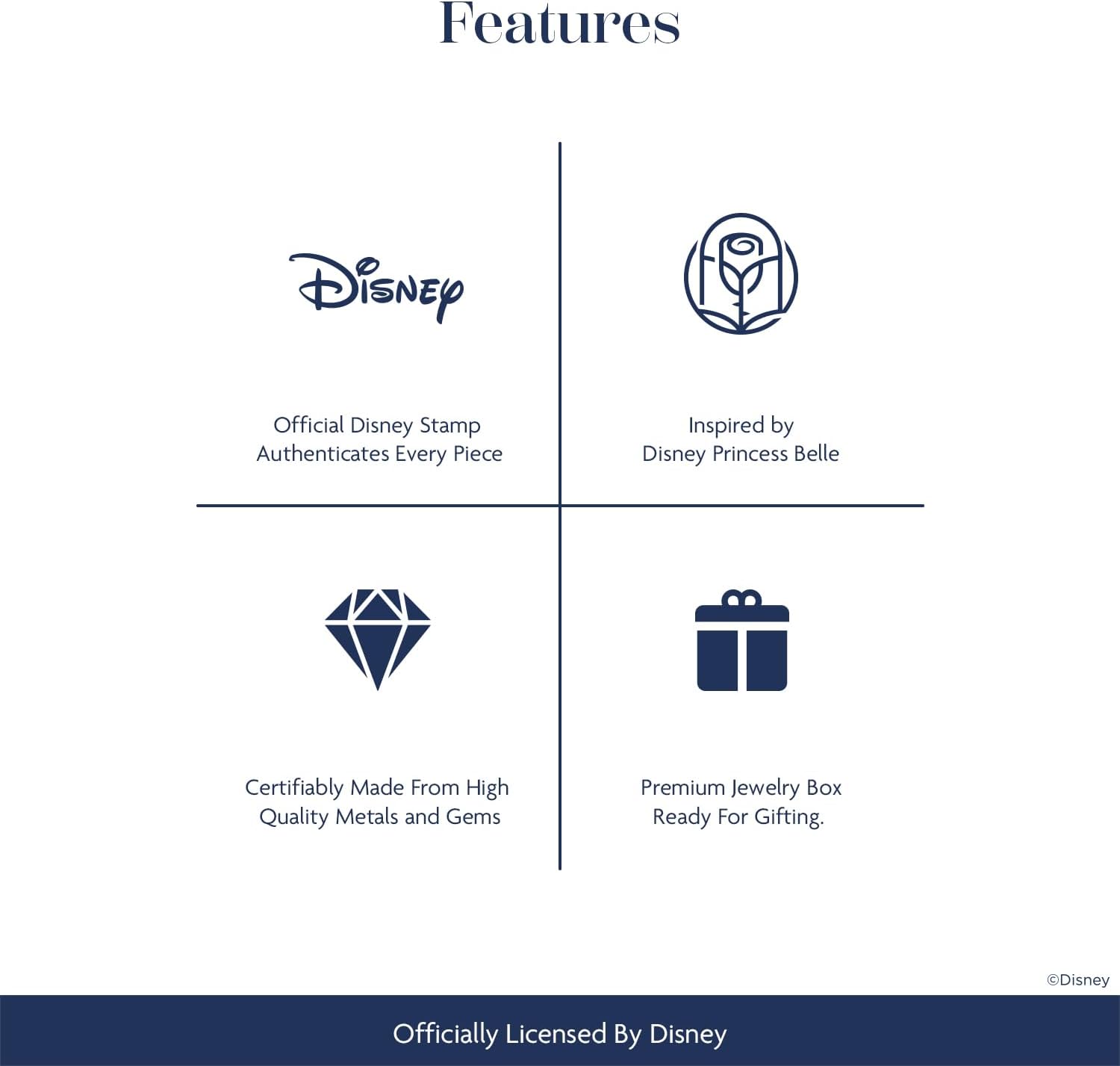 Jewelili Enchanted Disney Güzel Takı 14K Gül Altın Üzerine Gümüş 1/10 Cttw Beyaz Yuvarlak Pırlanta Belle Rose Yüzük