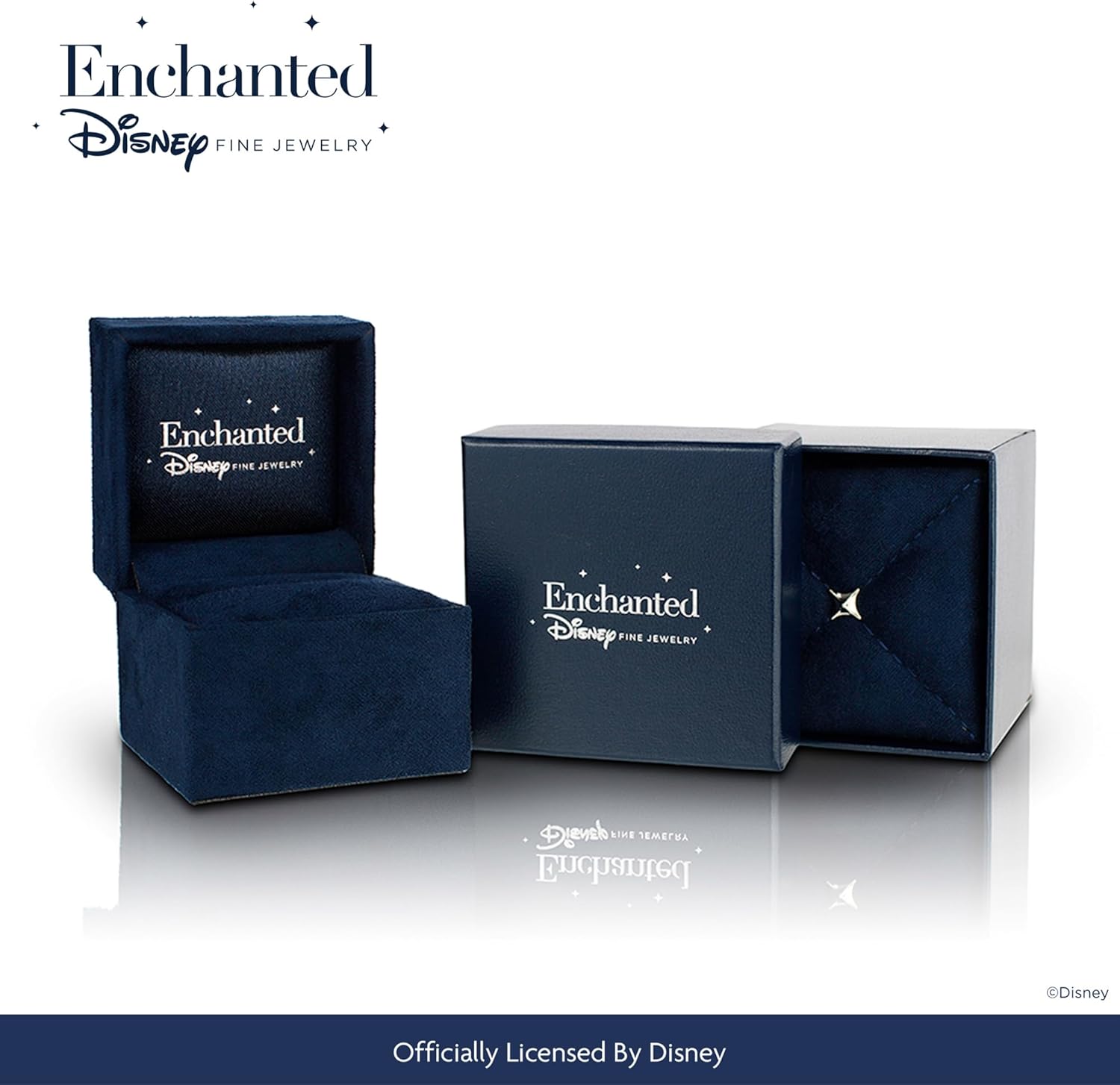 Jewelili Enchanted Disney Güzel Takı 14K Gül Altın Üzerine Gümüş 1/10 Cttw Beyaz Yuvarlak Pırlanta Belle Rose Yüzük