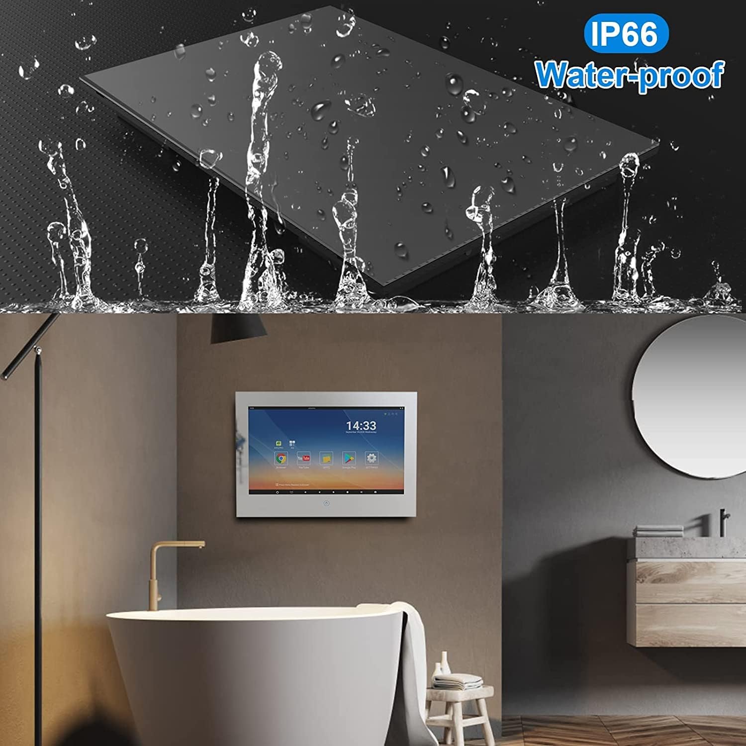 Haocrown Specchio da bagno impermeabile da 27 pollici Smart Touchscreen Android 11 TV, sintonizzatore ATSC Full HD 1080P Wi-Fi integrato Bluetooth Bluetooth (quasi nuovo, 2022)